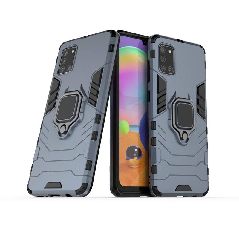 MaiJin LuluMain Compatible with Galaxy A31 Case, Metal Ring Grip Kickstand Bumper (Works with Magnetic Car Mount) Dual Layer Rugged Cover for Samsung Galaxy A31 (Black) - Image 1